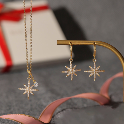 夏の福袋2025◇CZチャーム付特典】CZダイヤモンドスターバーストピアス  