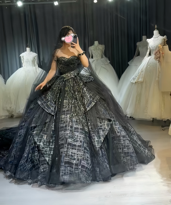 WEB限定！かっこいいドレス ブラック キラキラ 群抜お洒落なドレス  