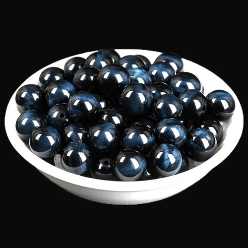 あ〜きゃん♬様　レア　高品質　ブルータイガーアイ　月　ムーン　握り石 ブルータイガーアイ（青虎目石）天然宝石 高品質 念珠 単珠 14mm