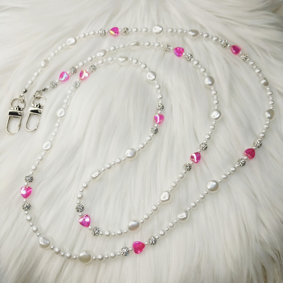 ハート型ビーズ スマホストラップ ankoROCK an meets zakka ハートモチーフビッグパールスマホ