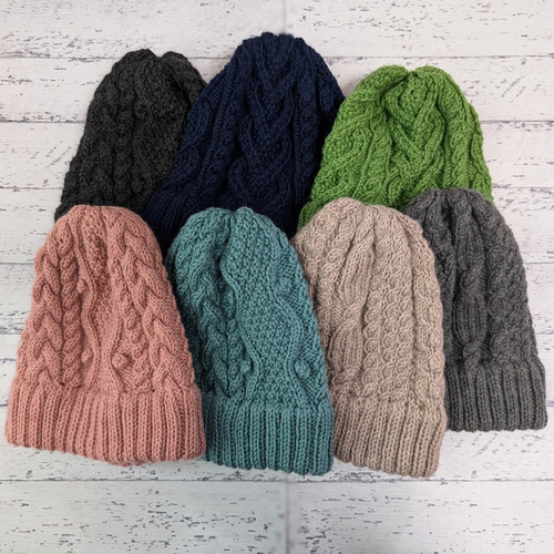 模様編みの大人ニット帽 ベージュ ニット帽・ビーニー nikkoriko 通販