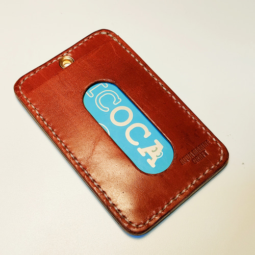 受注製作）手縫い / 十字架パスケース/ BROWN＆RED パスケース