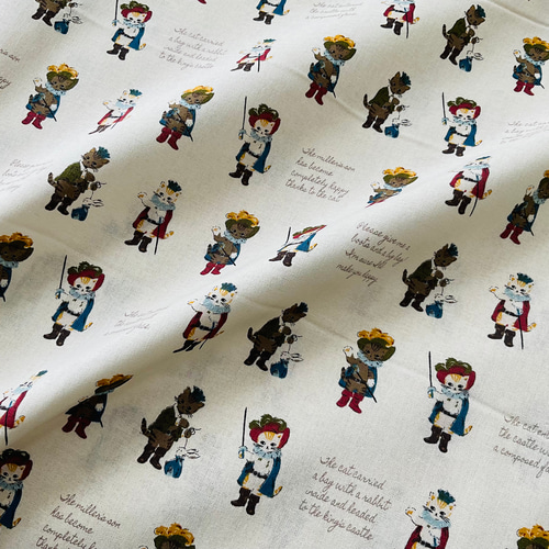 リトルストーリー Little Story 長靴をはいた猫／ホワイト 生地