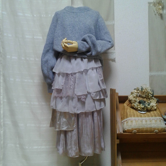 くすみカラーのスカート2枚セット(ベルト付き) ロングスカート（マキシ  