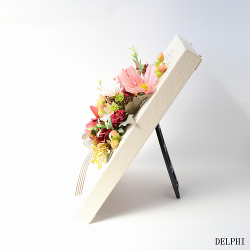 コスモスのキャンバスボードアレンジ（モーヴ）【アーティフィシャル