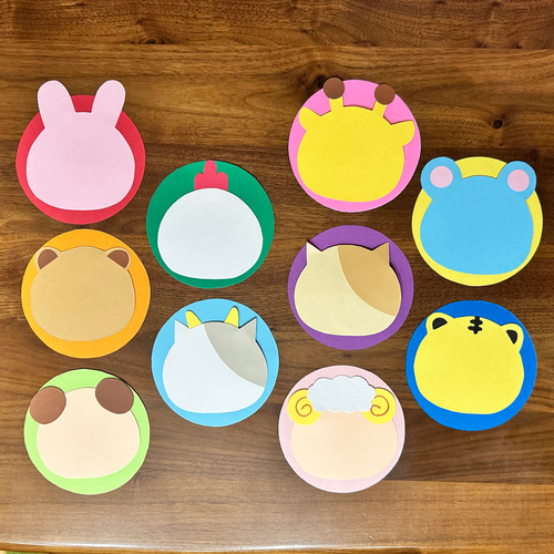 動物メッセージカード 動物メダル 壁面飾り 画用紙 保育教材