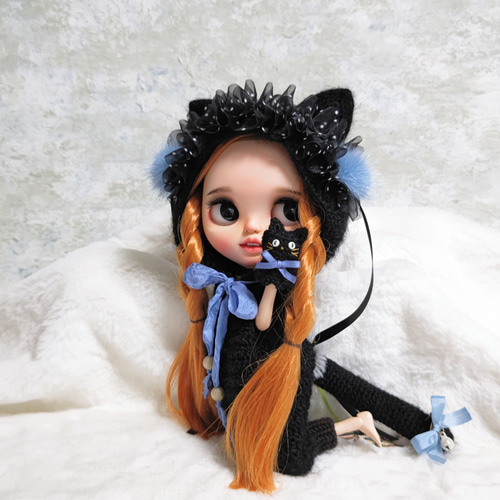 ネオブライスアウトフィット／黒猫アウトフィットとにゃんパペット