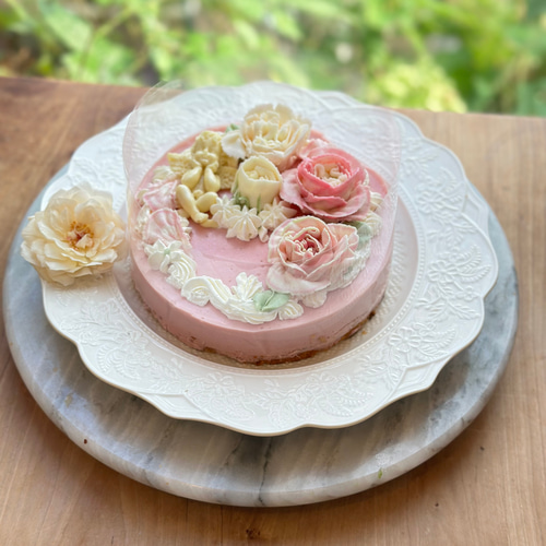 あんフラワー レアチーズケーキ フラワーケーキ 15cm バラ