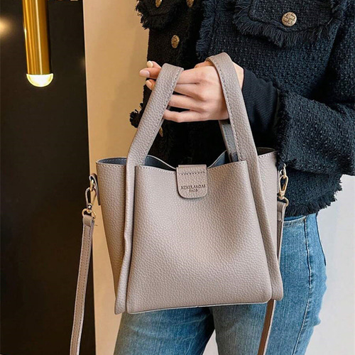 エレファントグレー リッチストライプ ミニマリスト ハンドバッグ