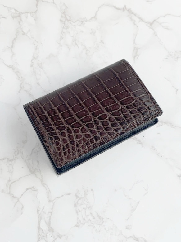日本製　クロコダイル　マット仕上げ　上質　カードケース　名刺入れ　ワニ革　エキゾチックレザー