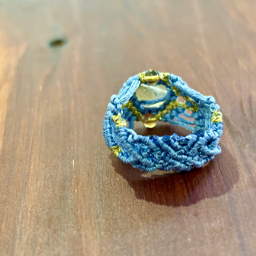 174 受注制作(ルチルクォーツ×シトリン マクラメ編みリング／指輪