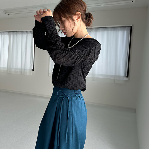 LAYERED SHEER GATHER TOPS(F WHITE): TOPSjosemoon