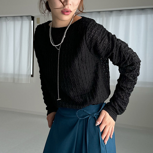 再販】秋終わりまで着れる涼しげシアーカットソー きれいめトップス