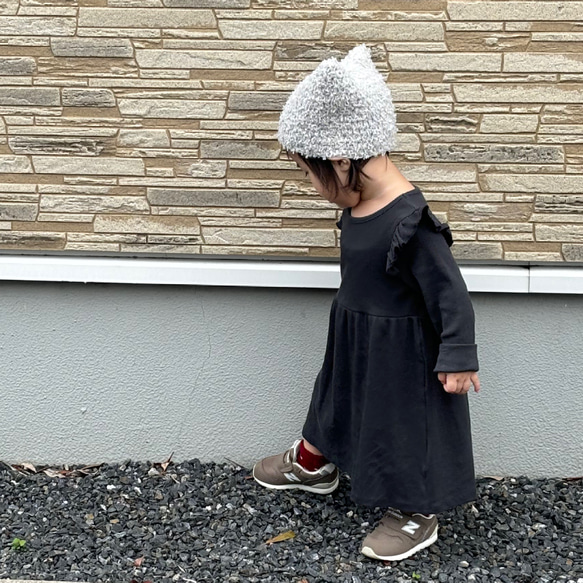 秋冬向け／2カラー 手編みのネコ耳ニット帽 ベビー キッズ 帽子(ベビー