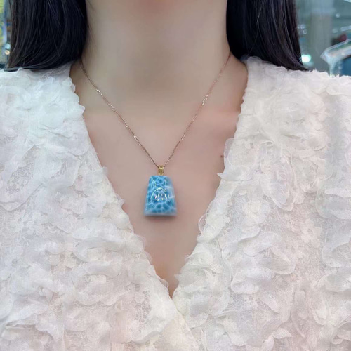 天然無処理ラリマー ペンダントトップk18 No751