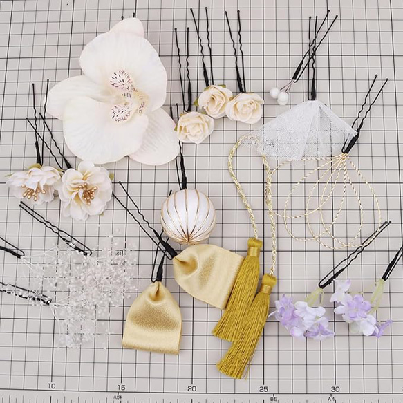 【種類】髪飾り 結婚式 袴 振袖 着物 和装小物 花嫁 ドレス 七五三 夏祭り おしゃれ ヘア 飾り 4枚目の画像