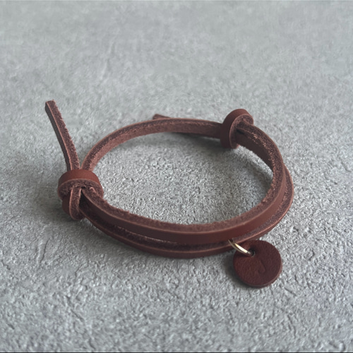 最初期　レッドリーチュエ　レザー バングル ブラウン ブレスレット 長さ調節可能！刻印無料 レディース 本革 レザーブレスレット