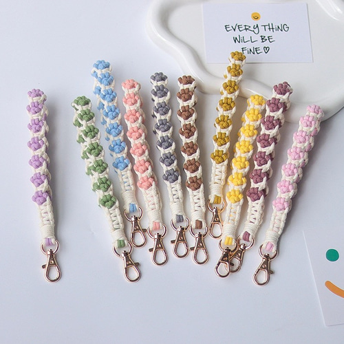 ハンドメイド　ストラップ　ネコ 猫爪58色手編み 長/短いスマホショルダー☆手に持てるチェーン