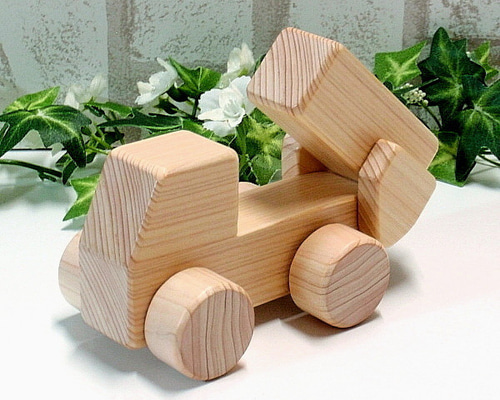 木のおもちゃ・シンプルなダンプカー/はたらく車/木製玩具 おもちゃ