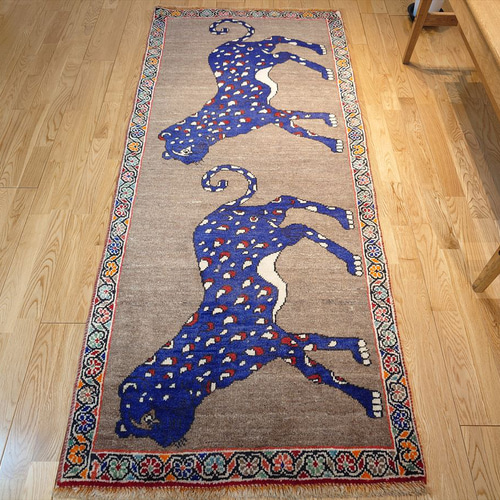 秋入荷】ペルシャ ライオンギャッベ ヤラメ族 トライバルラグ