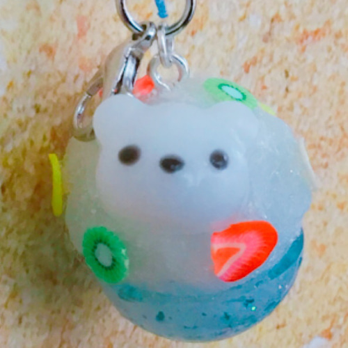 ‍❄️白くまかき氷のストラップ 携帯ストラップ ハナフイハンドメイド 