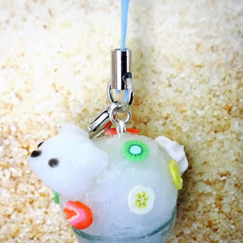 ‍❄️白くまかき氷のストラップ 携帯ストラップ ハナフイハンドメイド 