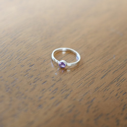 （獨一無二，Silver925）紫水晶銀戒指（4mm，尺寸11.5） 第3張的照片