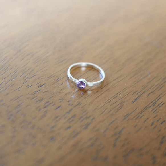 （獨一無二，Silver925）紫水晶銀戒指（4mm，尺寸11.5） 第3張的照片