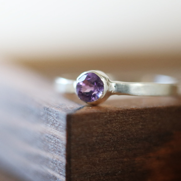 （獨一無二，Silver925）紫水晶銀戒指（4mm，尺寸11.5） 第2張的照片