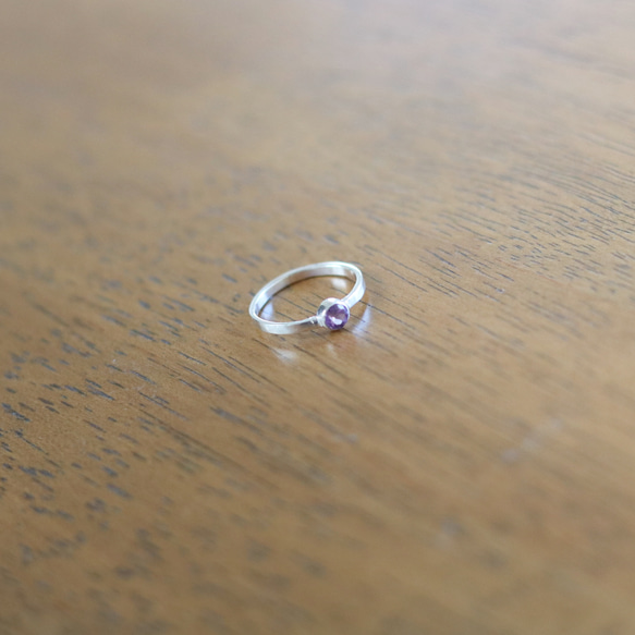 （獨一無二，Silver925）紫水晶銀戒指（4mm，尺寸11.5） 第5張的照片