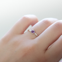 （獨一無二，Silver925）紫水晶銀戒指（4mm，尺寸11.5） 第6張的照片