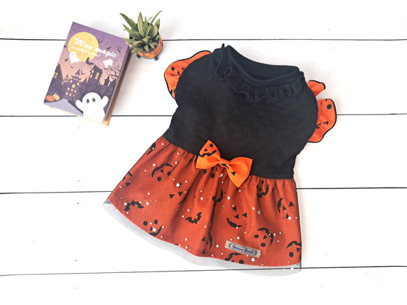 犬服～ハロウィン チュールギャザーワンピース 秋 受注製作(XS～TS