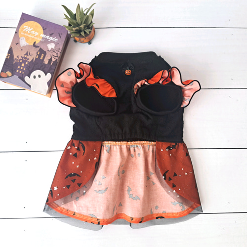犬服～ハロウィン チュールギャザーワンピース 秋 受注製作(XS