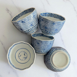 古伊万里染付龍水紋様猪口 2客組 おちょこ・ぐい呑み・徳利 antique