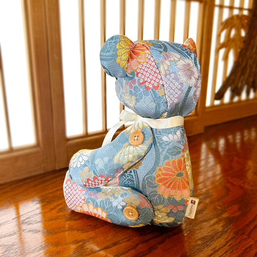 金襴テディベア ＊菊の華＊ 日本伝統生地「金襴」の豪華絢爛 和風ベア