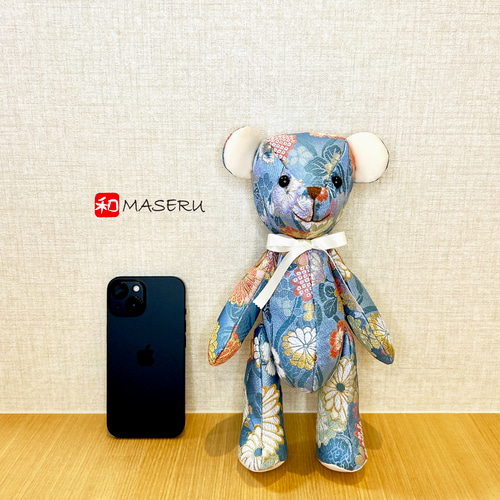 金襴テディベア ＊菊の華＊ 日本伝統生地「金襴」の豪華絢爛 和風ベア