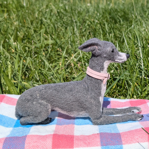 寂しげな優しい目】イタグレ【鼻先からお尻まで12.5cm】羊毛フェルト犬