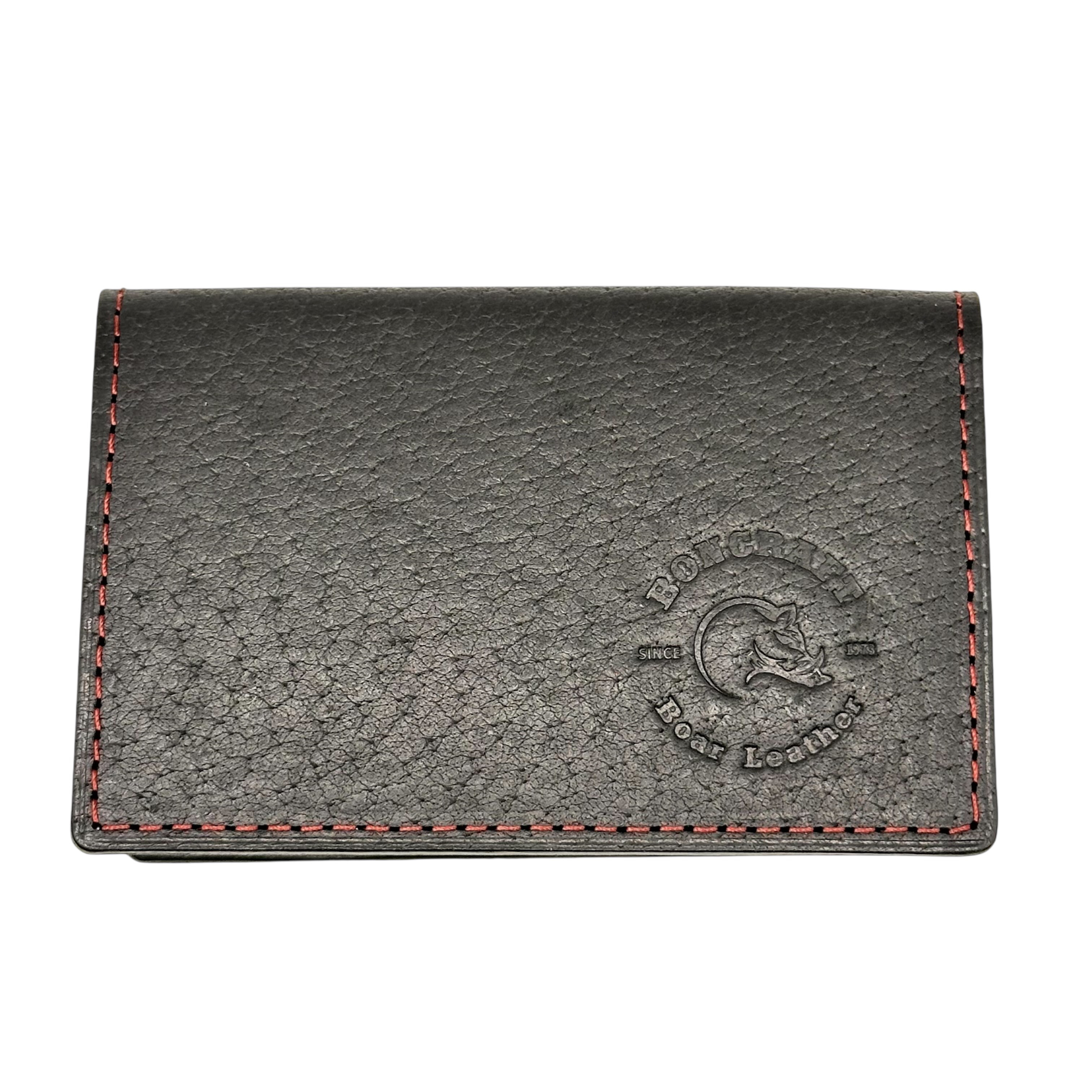 大自然の猪革二つ折りカードケース