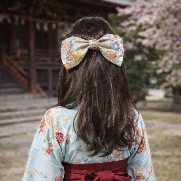 慶結華 ― 桂錦 淡青に咲く金襴の華（R800）華 卒業式 成人式のための