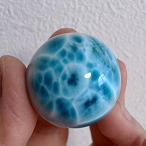 53.4g-32.6mm 天然無処理 ラリマー スフィア その他置物 天然石