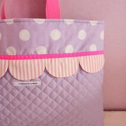 紫色絎縫扇貝教學包，可調整大小 第2張的照片