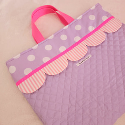 紫色絎縫扇貝教學包，可調整大小 第4張的照片