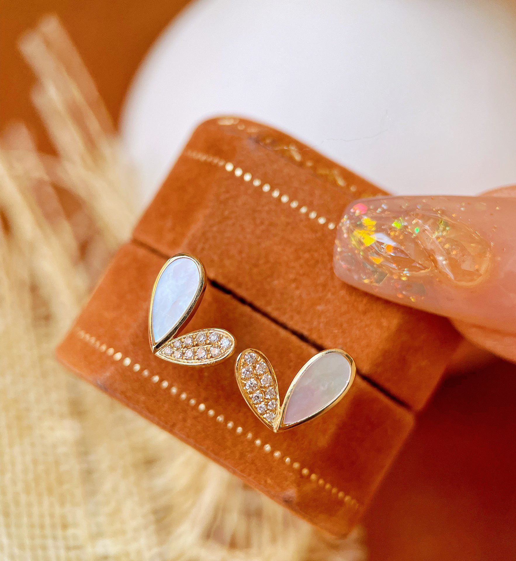 ハート形　天然ダイヤモンド付きシェアピアスk18 27,755円