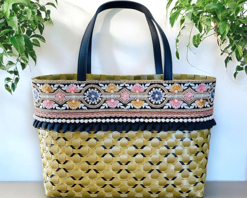 カゴバック イルカの刺繍入り 2個セット 85eab66566d451d36028782f5b1454