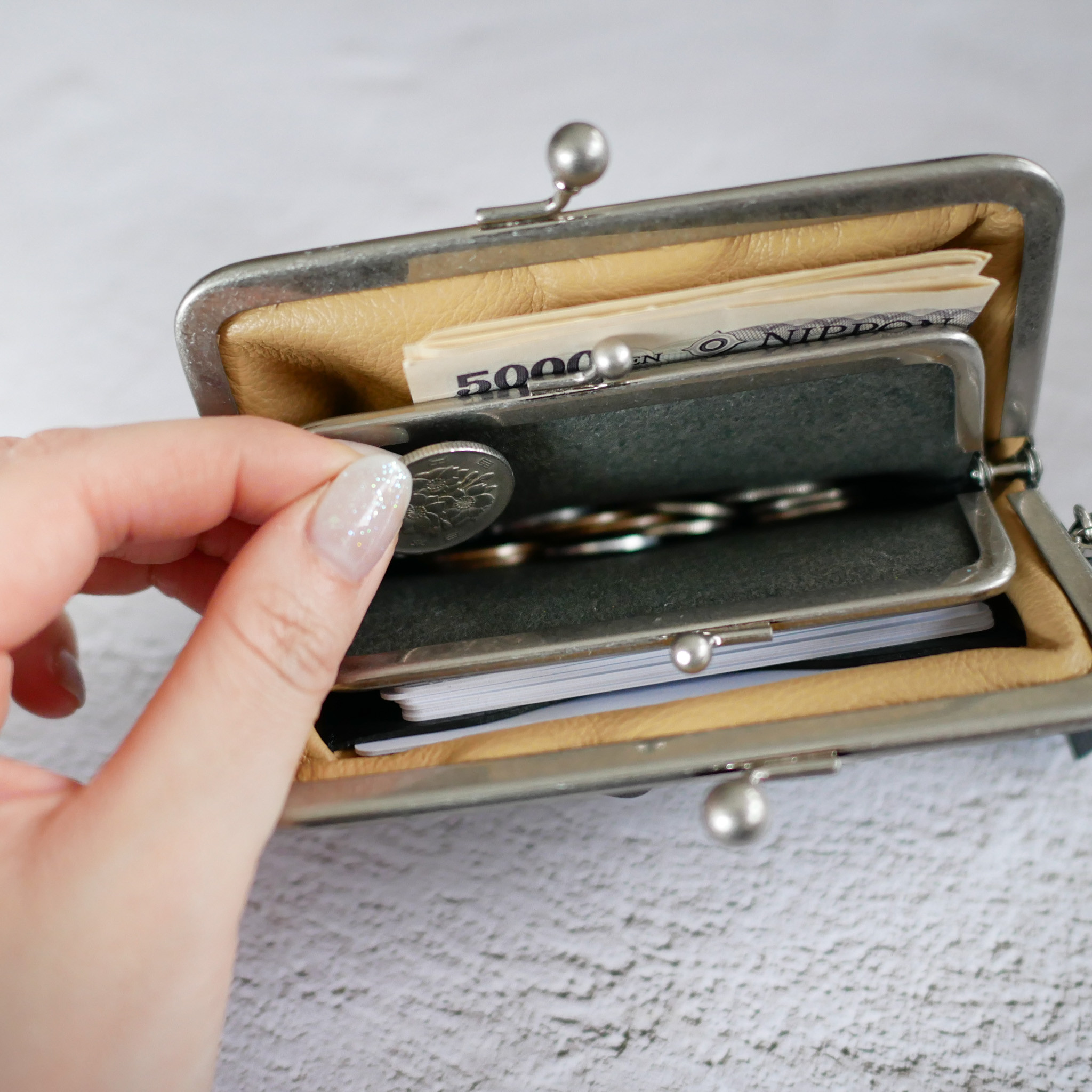 むちむちぽってり「鹿革の親子がま口」4色