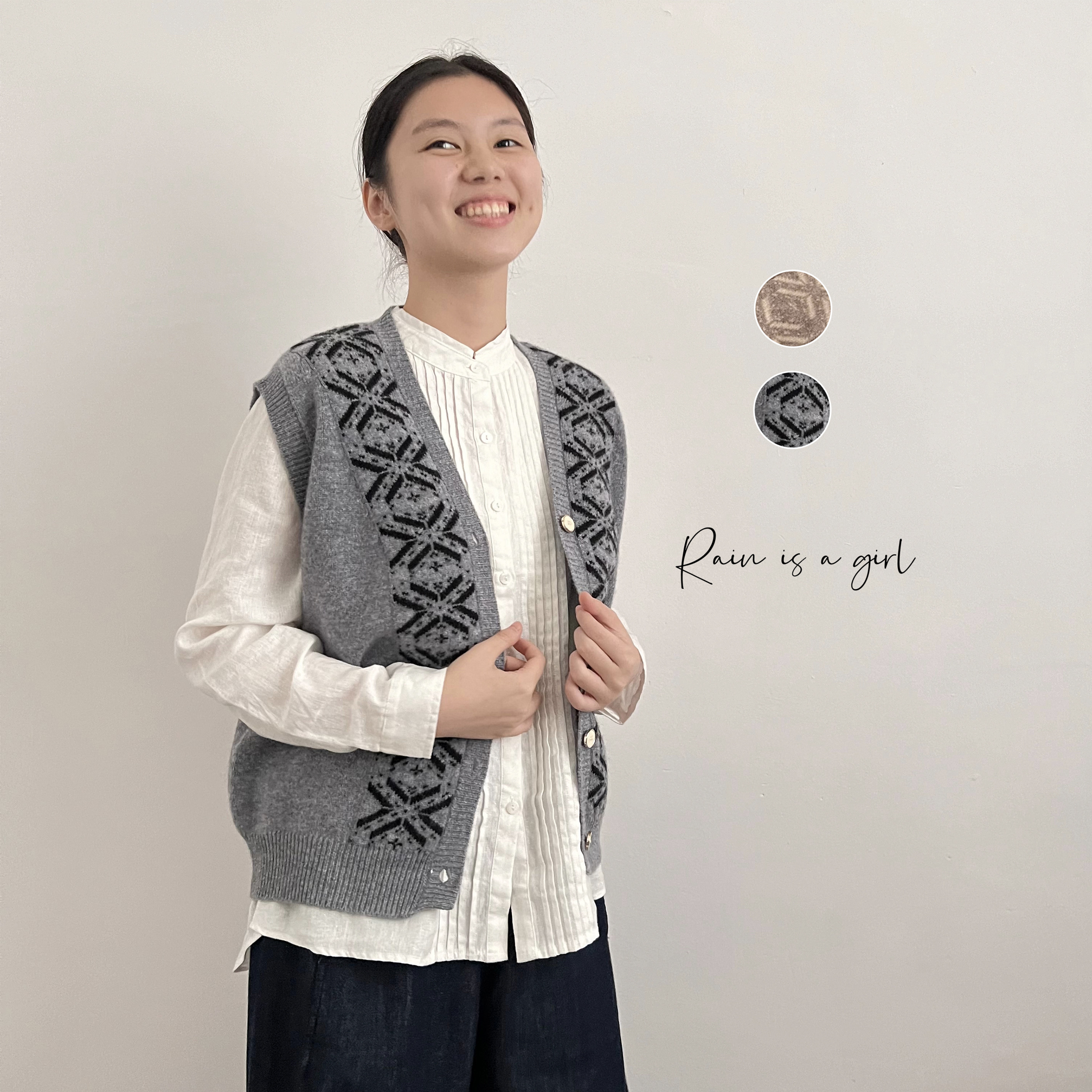 【秋冬トレンド★カシミア100%】可愛いベスト│ゆったり│Vネック│防寒│T-165ZH