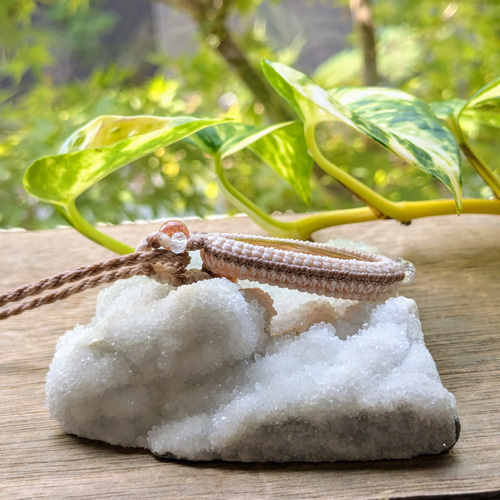 ☆サンストーン☆マクラメ編みネックレス 207・マクラメネックレス