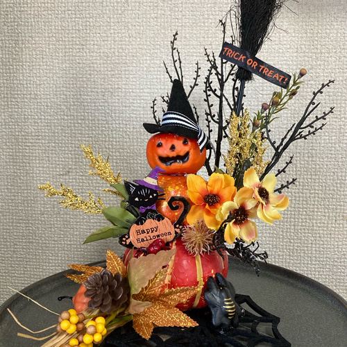 【新作】ハロウィン アレンジメントオブジェ【カボチャ 魔女 HALLOWEEN】 新作】ハロウィン アレンジメントオブジェ【カボチャ 魔女