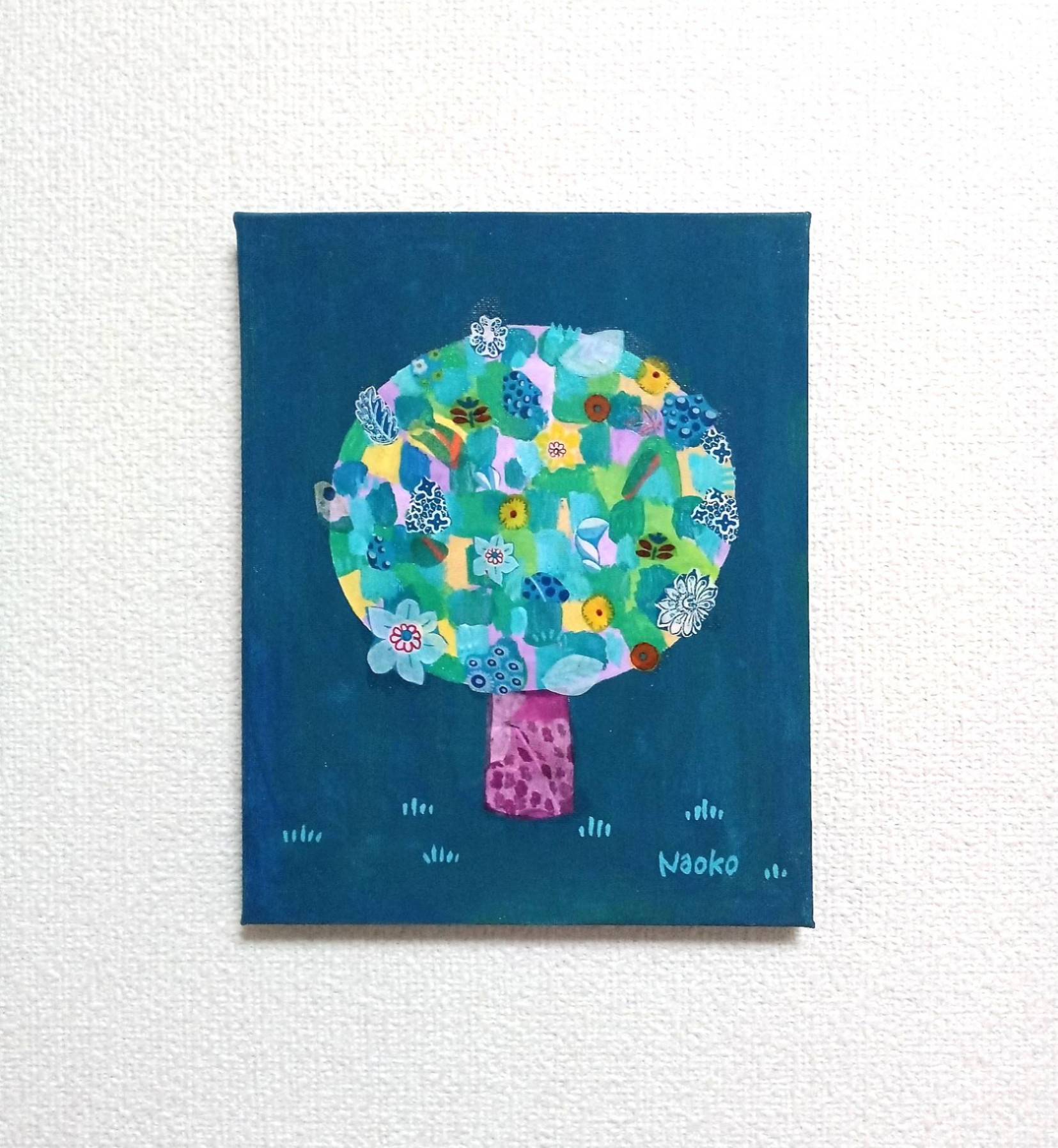 原画 【 夢の途中 】 アート アクリル アート 絵画『夢の中の木』アクリル絵 原画 サイズ約27.2㎝×21.7