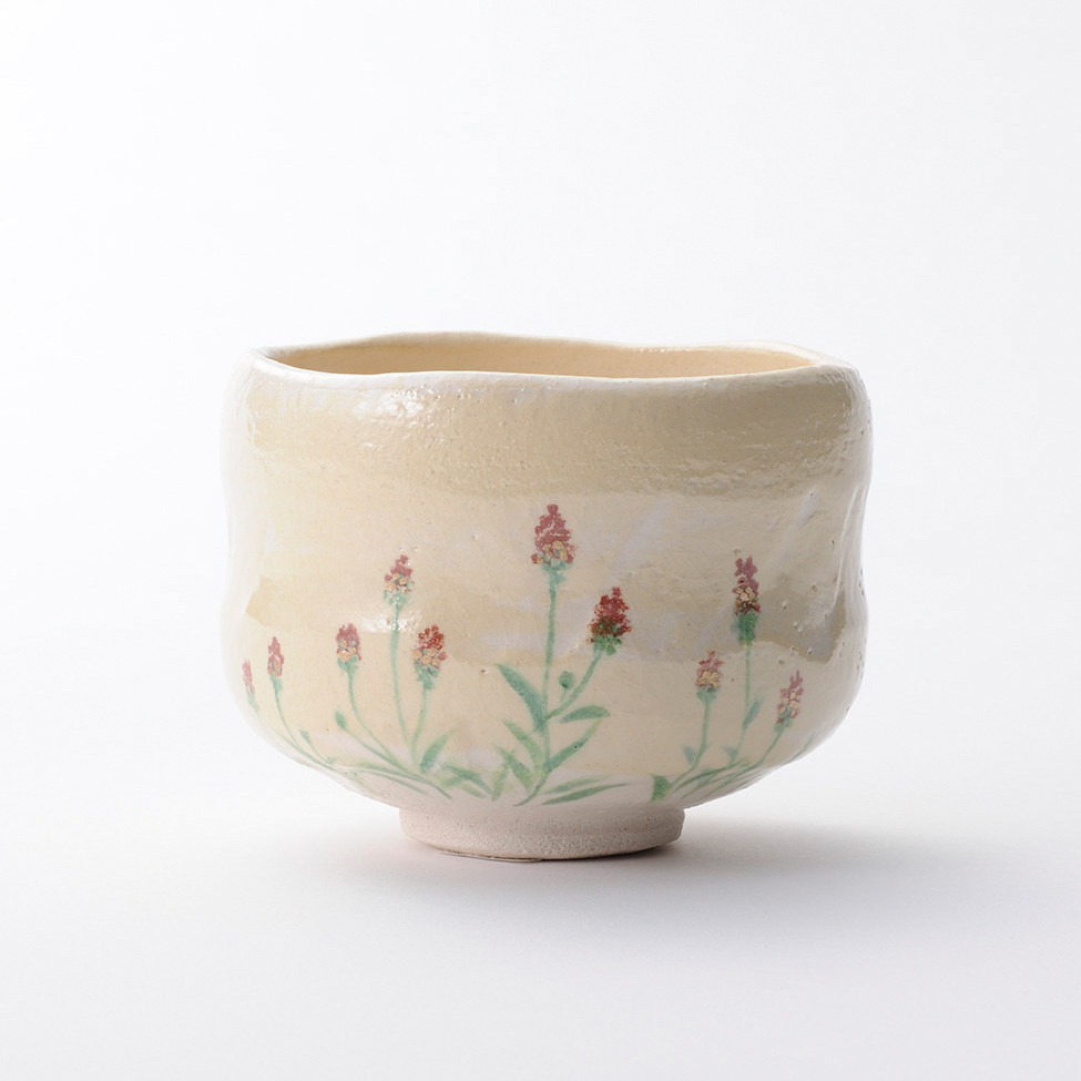 2024秋　楽焼〚吾亦紅の絵〛 抹茶碗　茶道具　季節茶碗　楽入印　手描き　新作